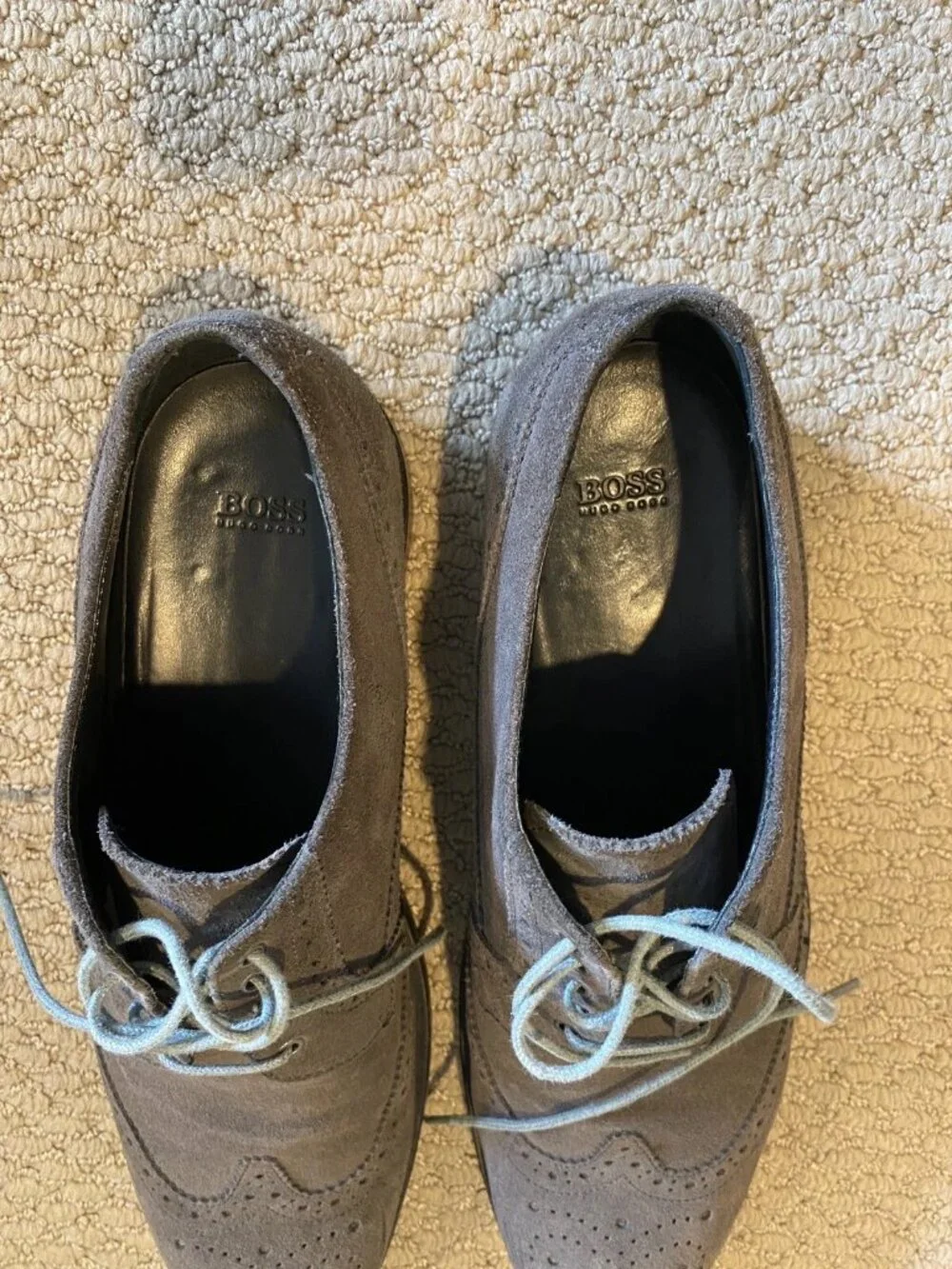 Hugo Boss Men's Suede Leather Wingtip Derby Shoes 50204637